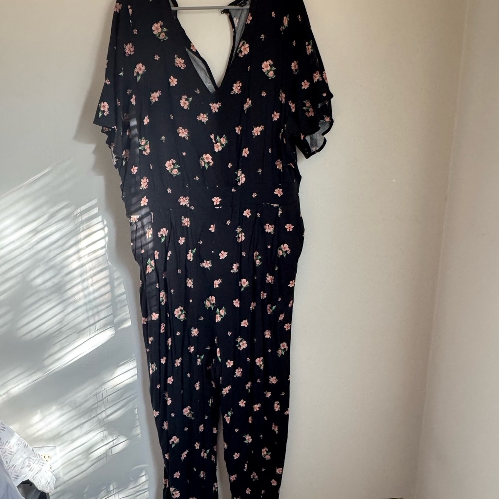 Torrid Black Floral Jumpsuit